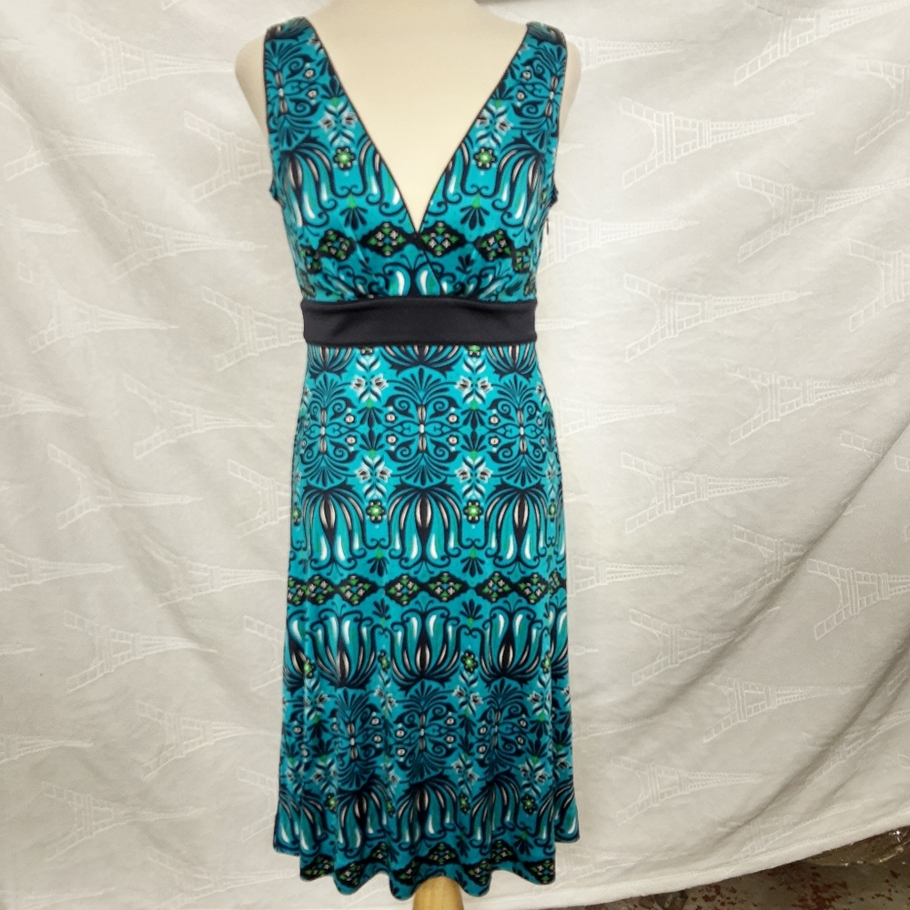 Tory Burch Black Blue Silk Dress